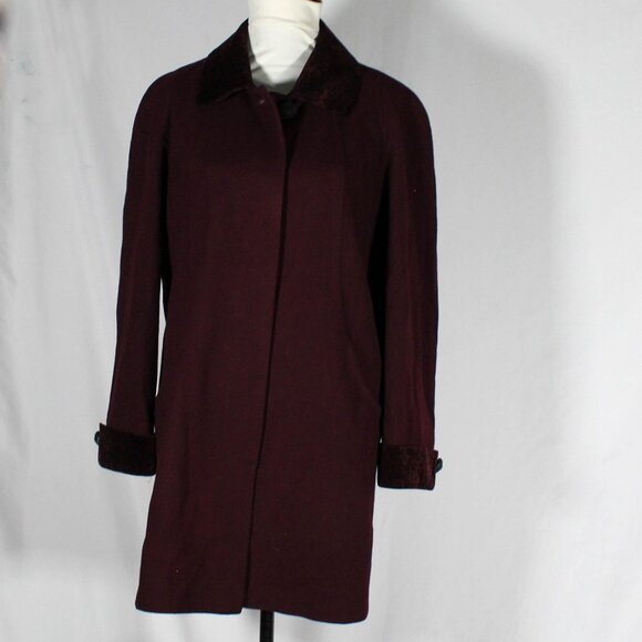 Vintage 1980s Noir Style Burgundy Wool Jacket with Leopard Print Trim - Picture 1 of 13